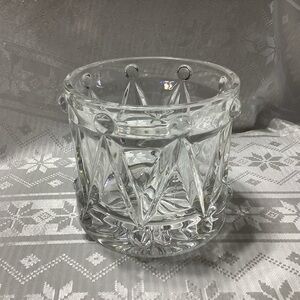 24% Lead Crystal Vase Ice Bucket Clear Drum